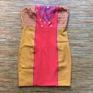 Anthropologie Champagne & Strawberry Dress Womens